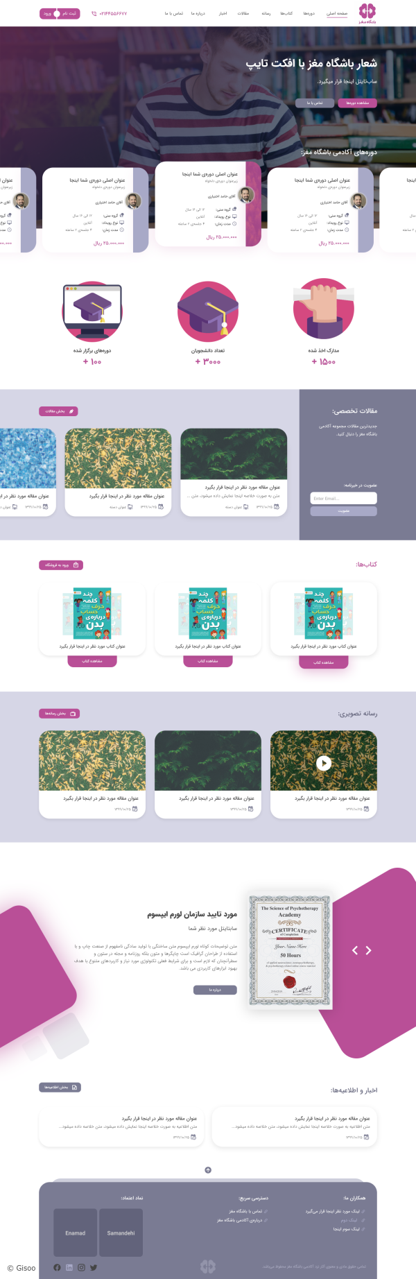 تصاویر پروژه وب‌سایت باشگاه مغز